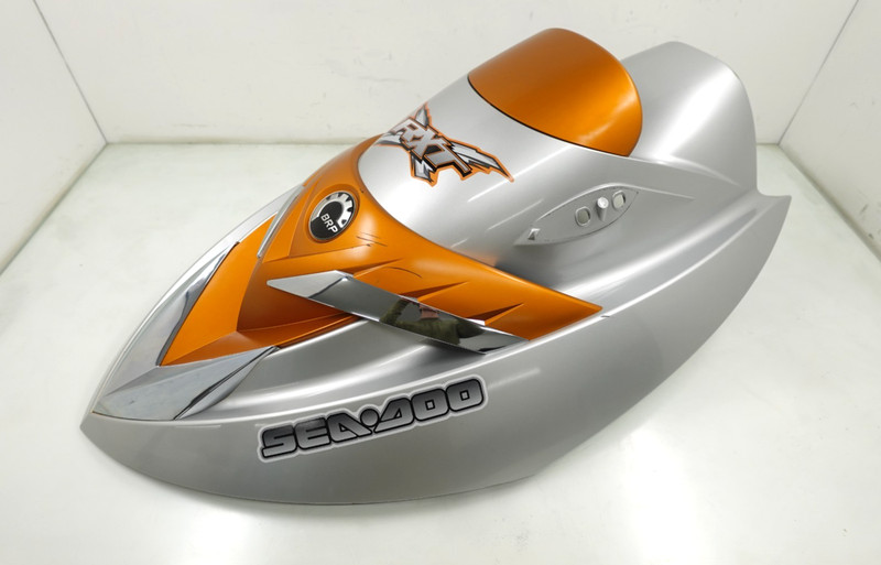 GOOD 2008-2009 Sea-Doo RXT-X 255 OEM Hood Storage Cover (Grey / Orange / Chrome)