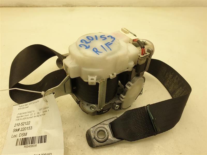 06-07 LEXUS GS430 PASSENGER SIDE FRONT SEAT BELT ASSEMBLY