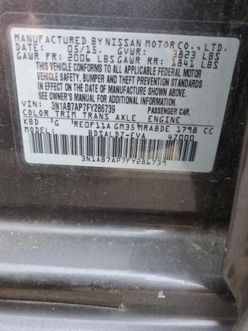 2015 Nissan Sentra Right Grey Door Mirror Assembly OEM 549479 134K Miles