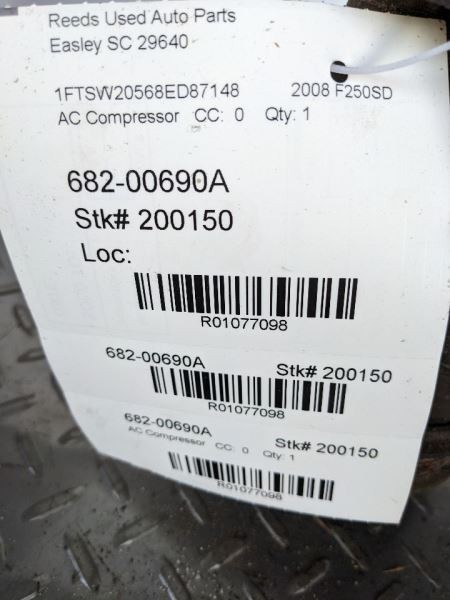 AC Compressor Engine Thru 11/30/08 Fits 08-09 FORD F250SD PICKUP 1077098