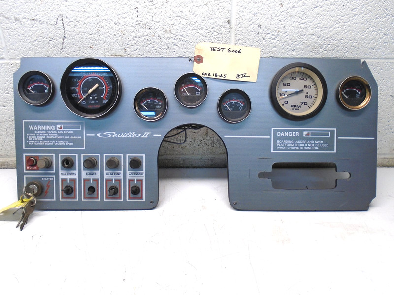 O1 Seville II Faria Marine Gauge Cluster MPH Fuel Volts Temp Oil RPM & More