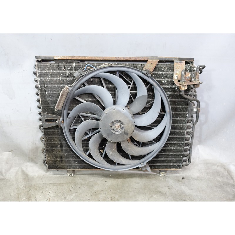 Damaged 1988-1995 BMW E34 5-Series E32 AC Condenser w Auxiliary Electric Fan OEM