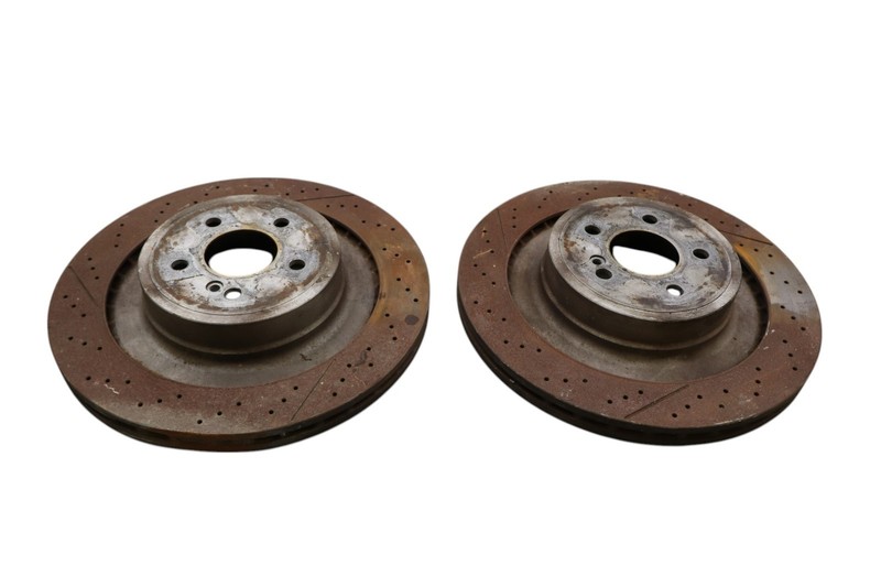 12-18 Mercedes CLS63 AMG Rear Left & Right Side Brake Rotors Disc Set Oem