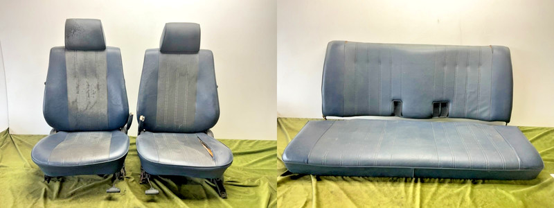 85–91 BMW E30 Sedan COMPLETE Interior Leather Front Rear Seat Pafic Blue SET OEM