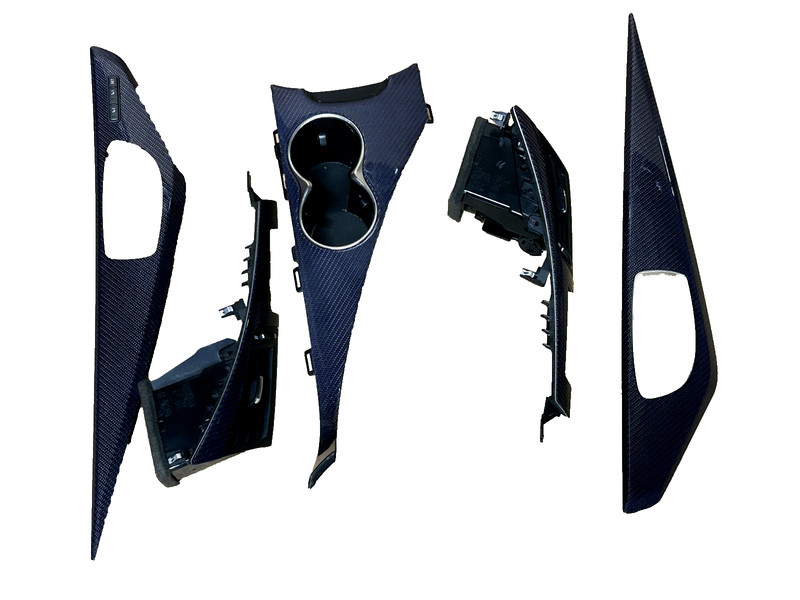 17-22 INFINITI Q60 DOOR DASH CONSOLE TRIM BLUE / BLACK CARBON FIBER #A0.04