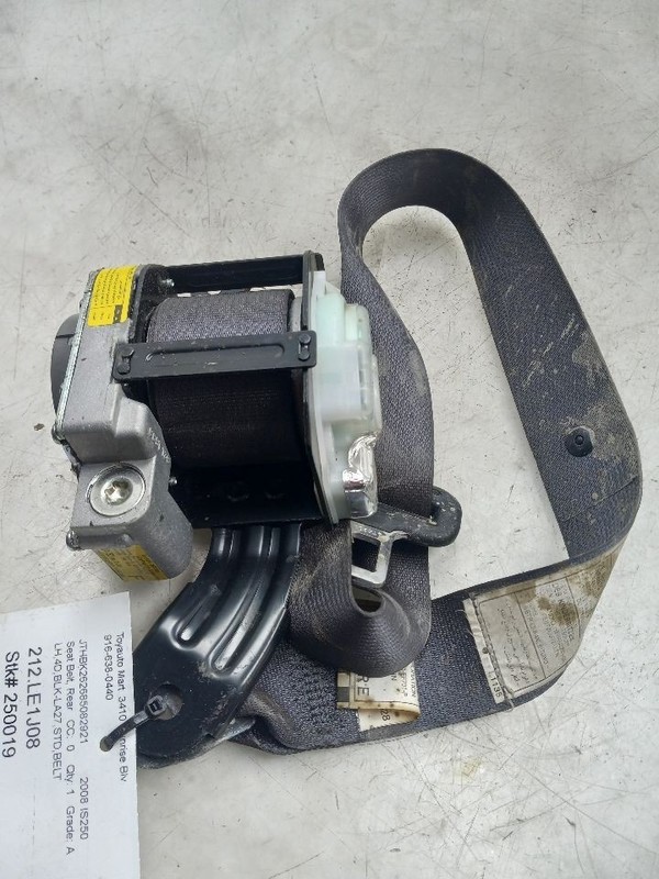 08 09 10 Lexus IS250 Sedan Driver Left Rear Seat Belt BLK LA27