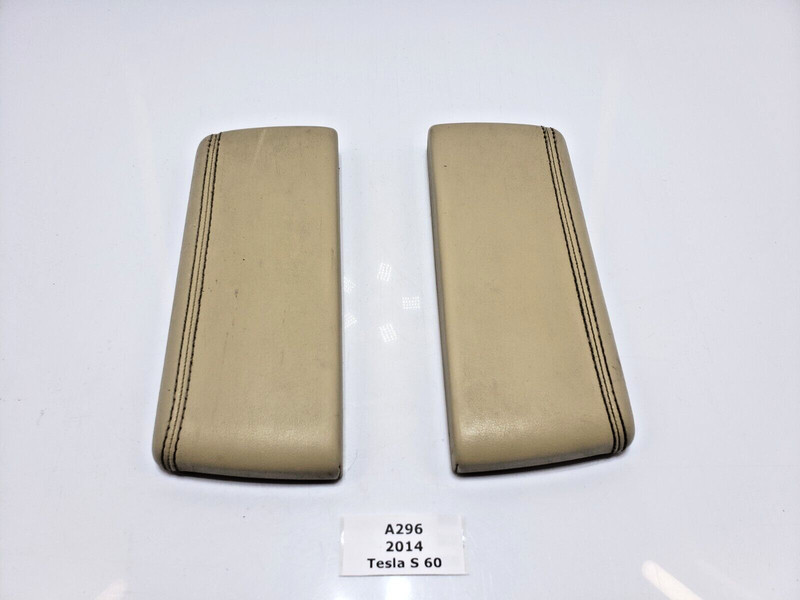 ✅ 12-16 OEM Tesla Model S Left Right Center Console Armrest Pad Leather Beige *