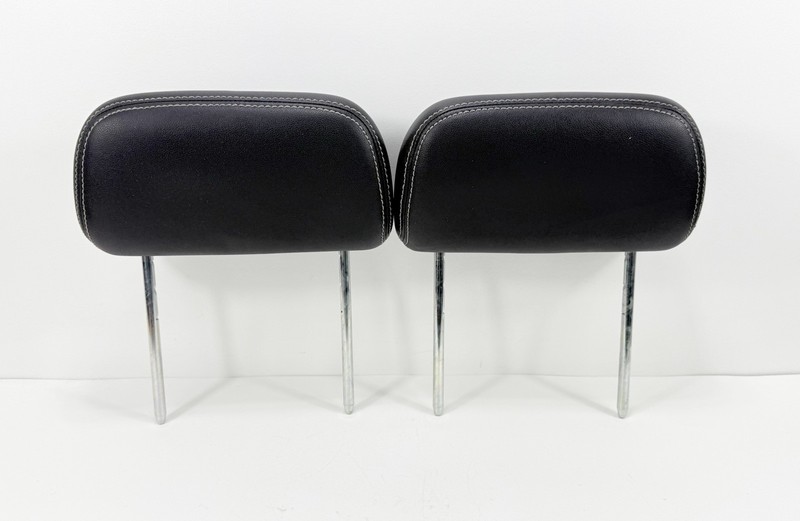 2007-2010 Ford Edge Rear Headrest Pair Left & Right Black Leather w/ white OEM
