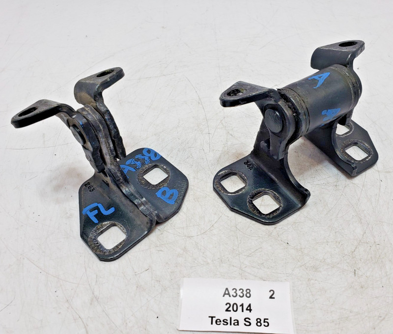 ✅ 12-20 OEM Tesla Model S Front Left Driver Door Hinge Upper Lower Green SET