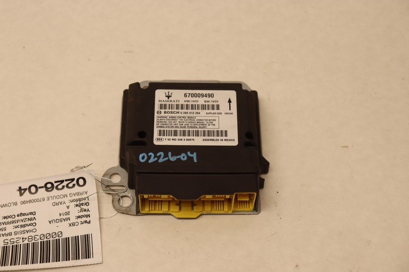 2014-2017 MASERATI QUATTROPORTE AIR BAG SRS RESTRAINT CONTROL MODULE OEM