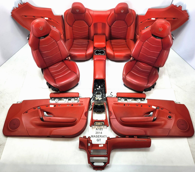 ✅13-19 OEM Maserati GranTurismo Front Rear Seats Door Panels RED Interior SET