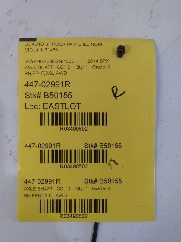 Passenger Axle Shaft Front Axle 3.6L AWD Outer Assembly Fits 12-16 SRX 3490502
