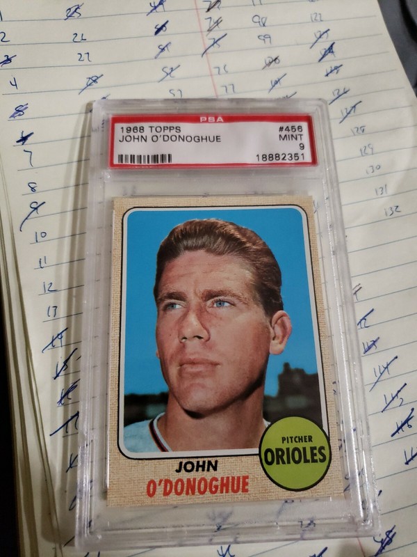 1968 Topps #456 John O'Donoghue - Baltimore Orioles - PSAMINT 9