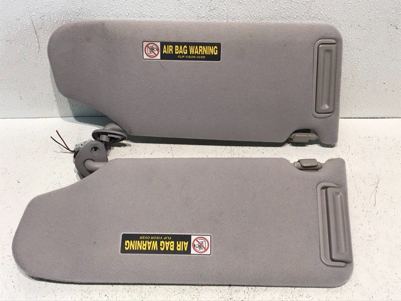 98-02 Honda Accord Left LH RH Right Gray Sun Visor Pair Set OEM