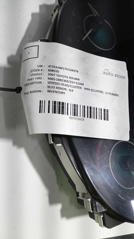 2007-2008 Toyota Solara Speedometer Gauge MPH Red OEM 263K Mileage