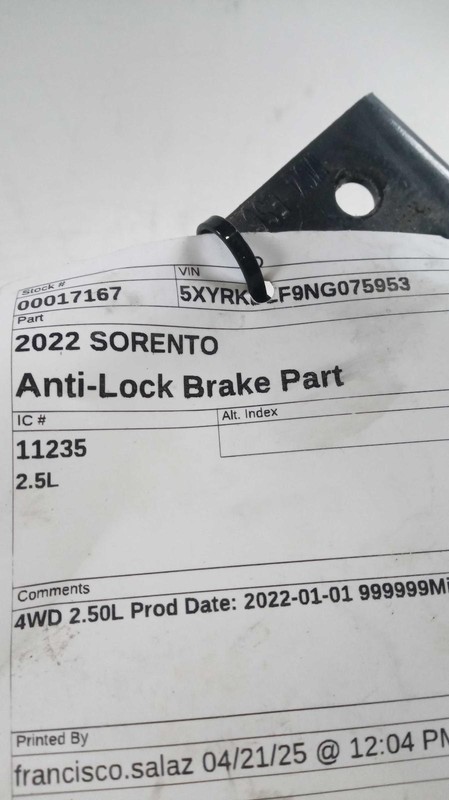 2022 KIA SORENTO ABS Hydraulic Assembly OEM 58910R5600 100K Miles Green