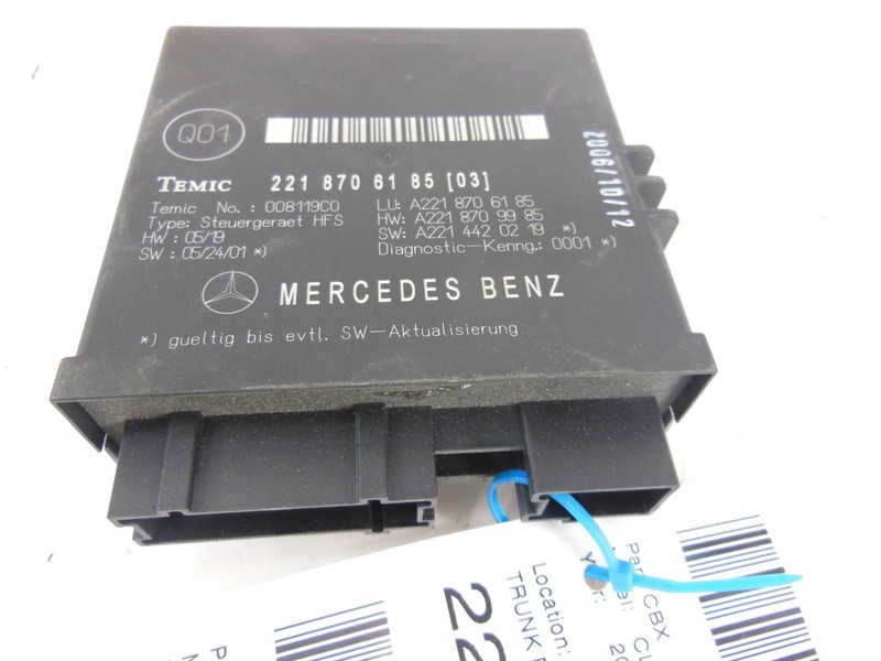 2007 2008 Mercedes-Benz CL550 Trunk Release Control Module 221 870 61 85 OEM
