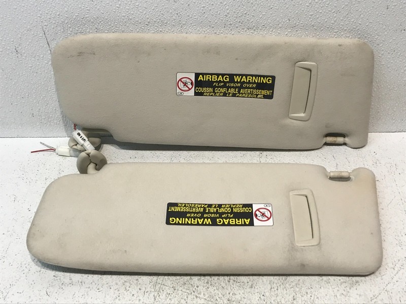 01-06 LEXUS LS430 DRIVER LEFT PASSENGER RIGHT SUN VISOR SET OEM Ivory LK03