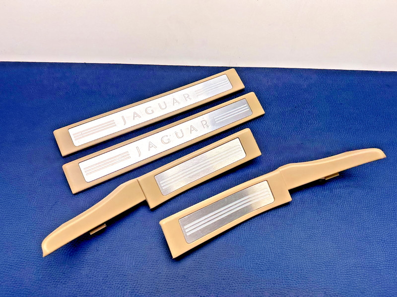 09-15 Jaguar XF X250 Door Entry Strips Front Rear Left Right Treadplates SET OEM