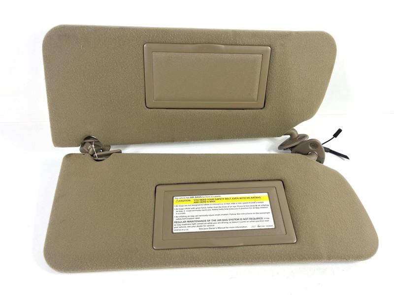 1994-1996 Buick Roadmaster Sun Visors w/ Illuminated Mirror Tan Beige OEM
