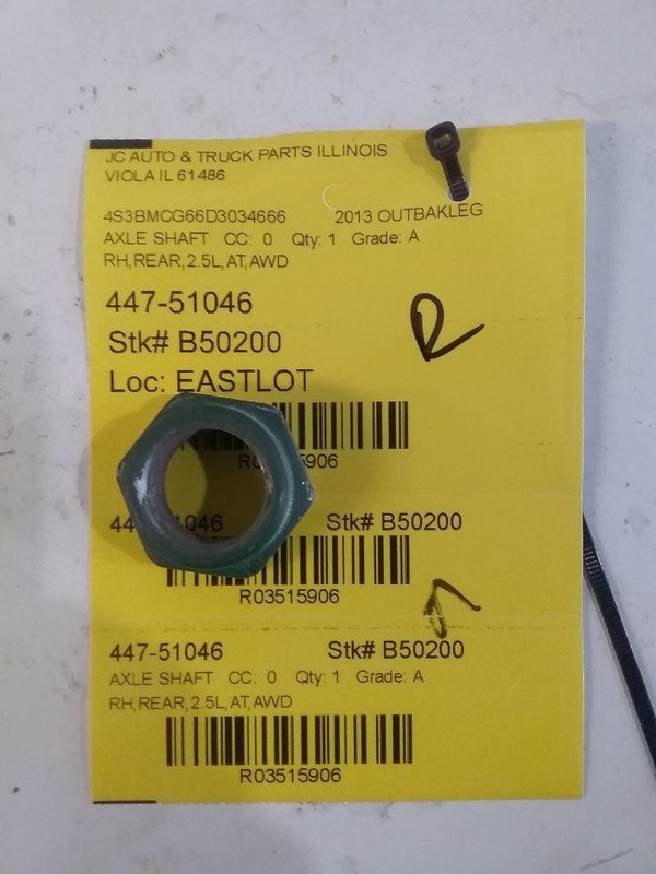 Axle Shaft Rear Axle Automatic Transmission 2.5L CVT Fits 10-14 LEGACY 3515906