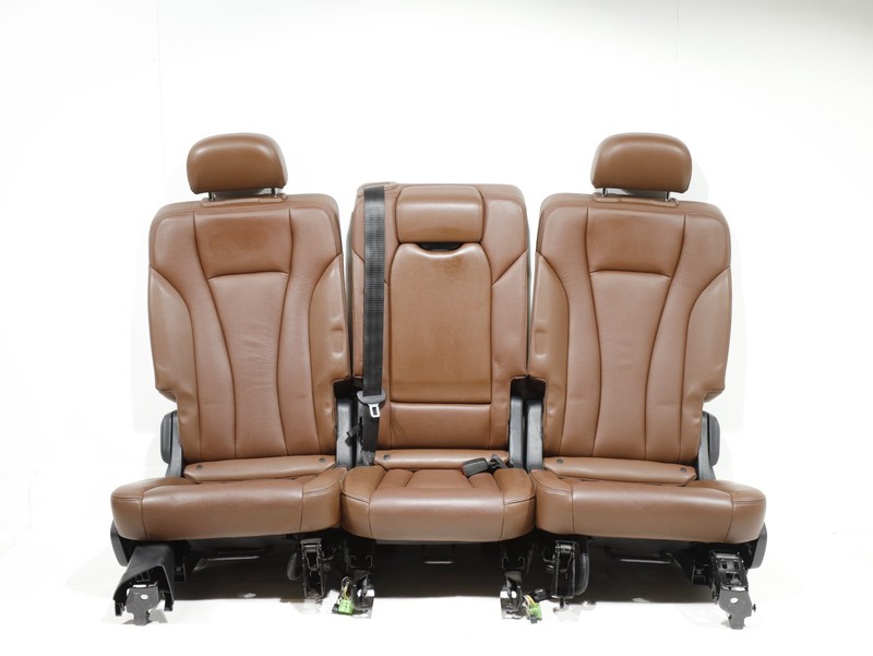 17-19 Audi Q7 REAR 2ND ROW Complete Seats Assembly LEFT CENTR RIGHT Nougat Brown