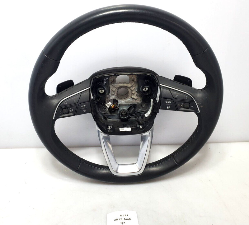 ✅ 2017-2019 OEM Audi Q7 Steering Wheel Leather Black Heated W/ Paddle Shifters