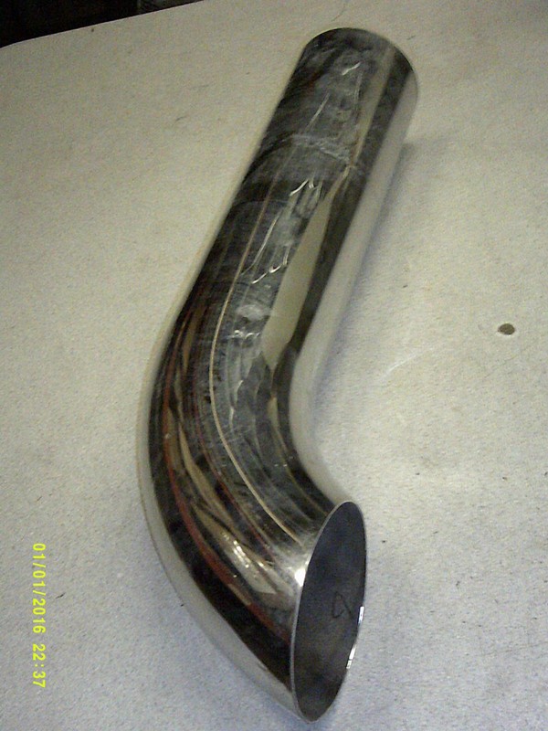 Chrome Exhaust Pipe Stack 5" OD, various lengths N66-6829-2240 Curved Top