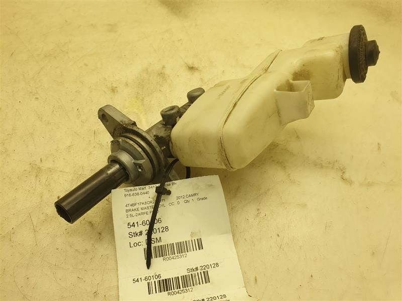 2012 TOYOTA CAMRY 2.5L FWD BRAKE MASTER CYLINDER ASSEMBLY