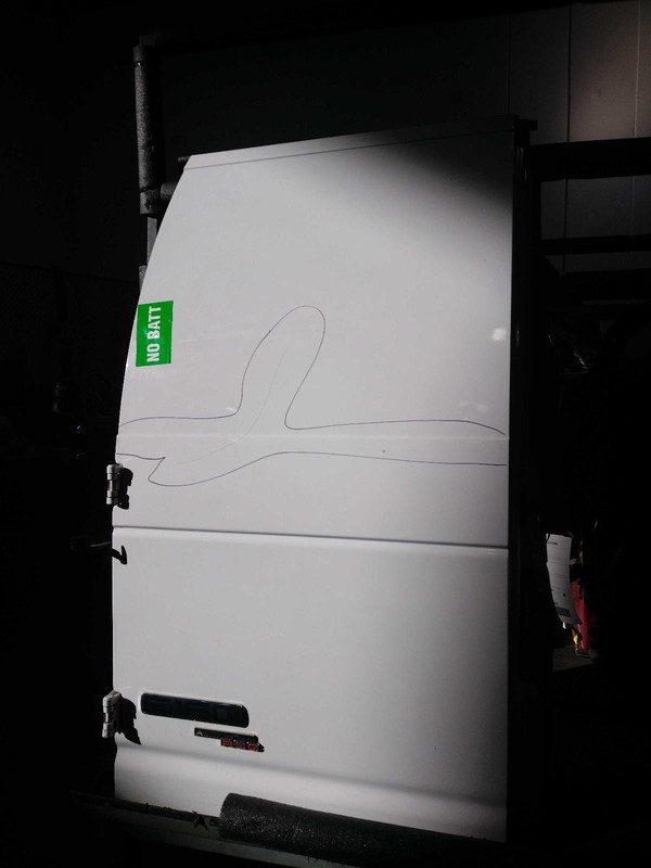 2014 Ford E150 Van Left Rear Door White Used with Scratches, 350000 Miles