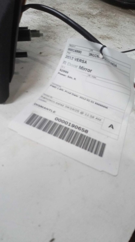 Used Right Door Mirror fits: 2012 Nissan Versa Power Sdn Right Grade A