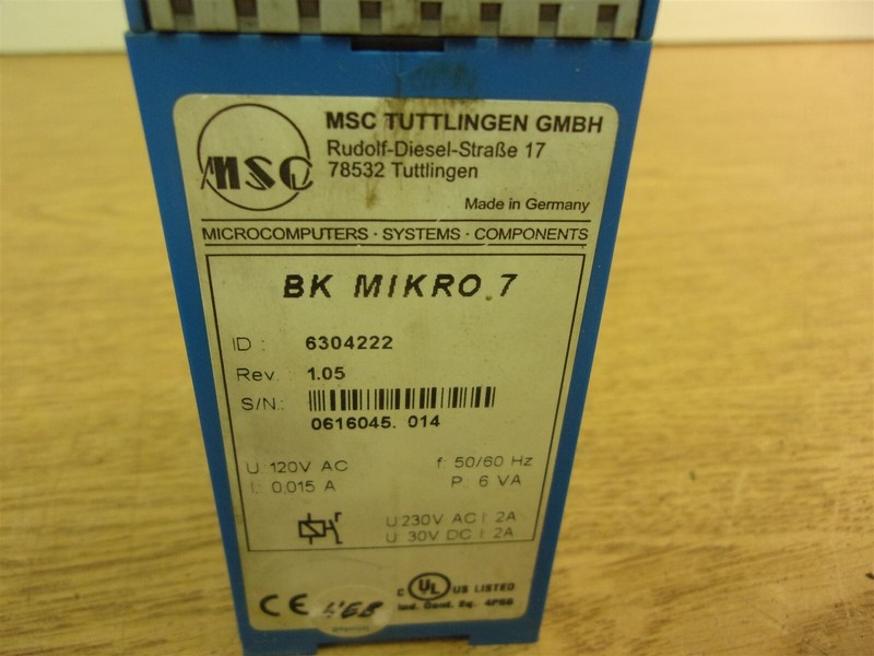 MSC BK Mikro 7 Controller Unit 120VAC *FREE SHIPPING*