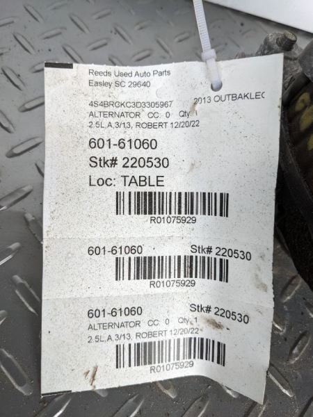 Alternator Fits 13-14 LEGACY 1075929