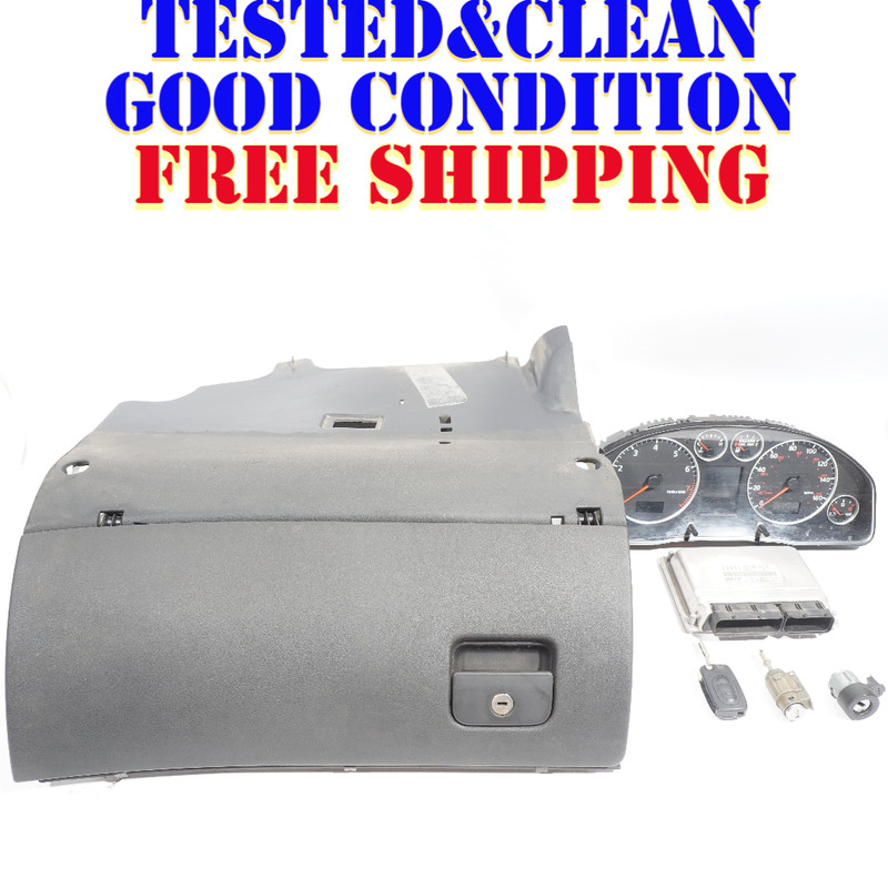 02 03 04 AUDI ALLROAD 2.7L IGNITION SET KEY LOCK MODULE GAUGE GLOVE BOX OEM