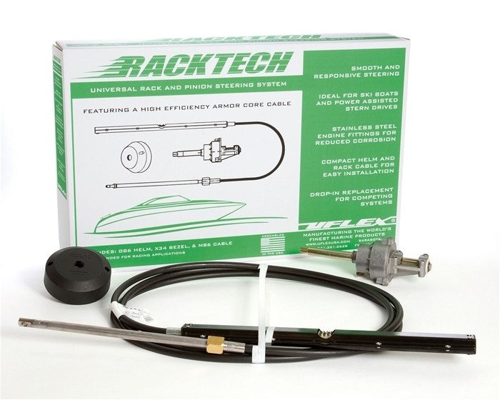 RACKTECH11 Teleflex M86 11' Universal Rack and Pinion Boat Steering Kit & Helm