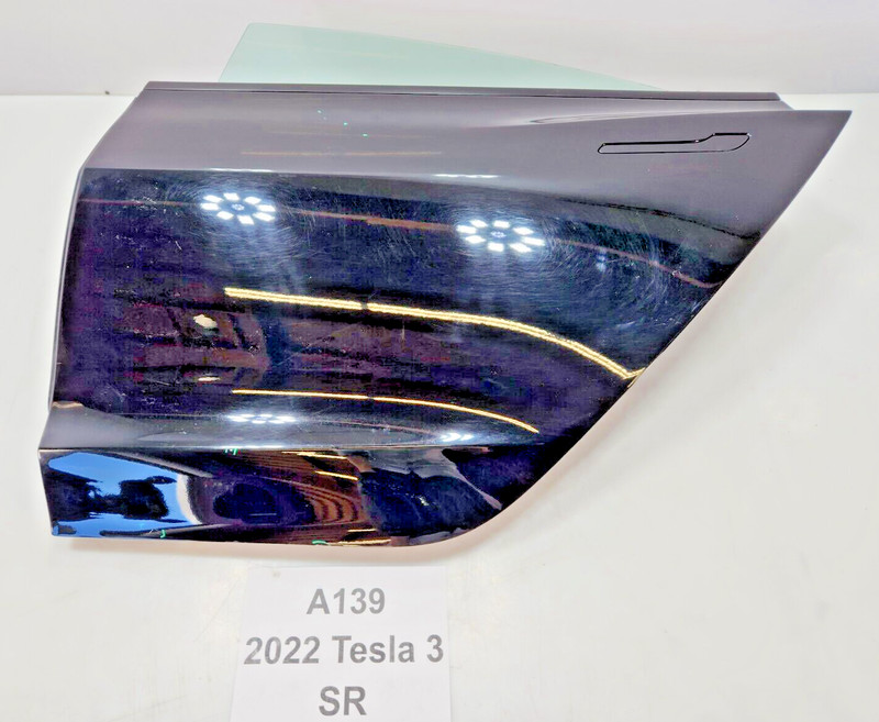 ✅ 21-23 OEM Tesla Model 3 Rear Left Driver Side Door Shell Panel COMPLETE Black