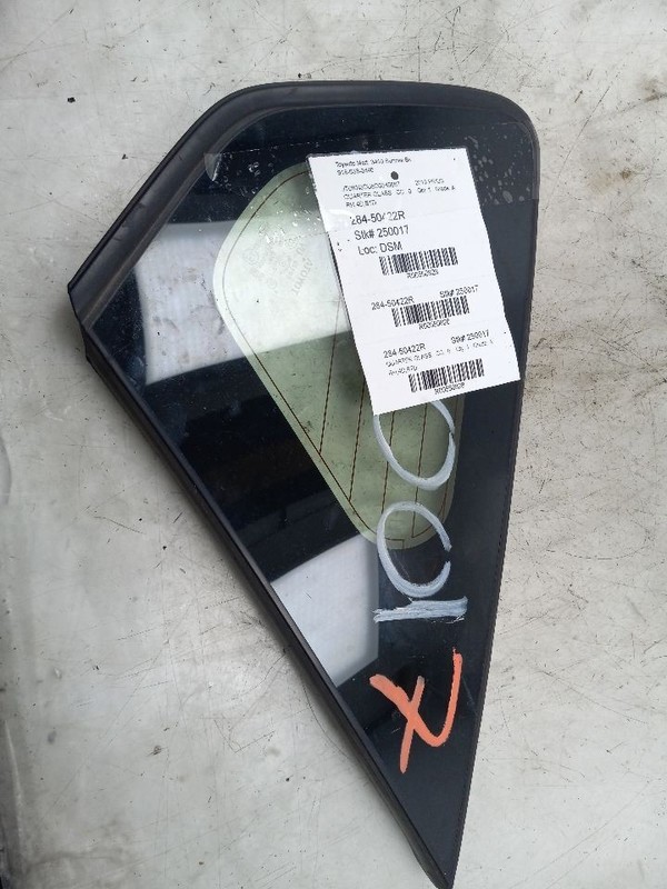 10-15 TOYOTA PRIUS PASSENGER RIGHT QUARTER GLASS VIN DU 7TH & 8TH DIGIT