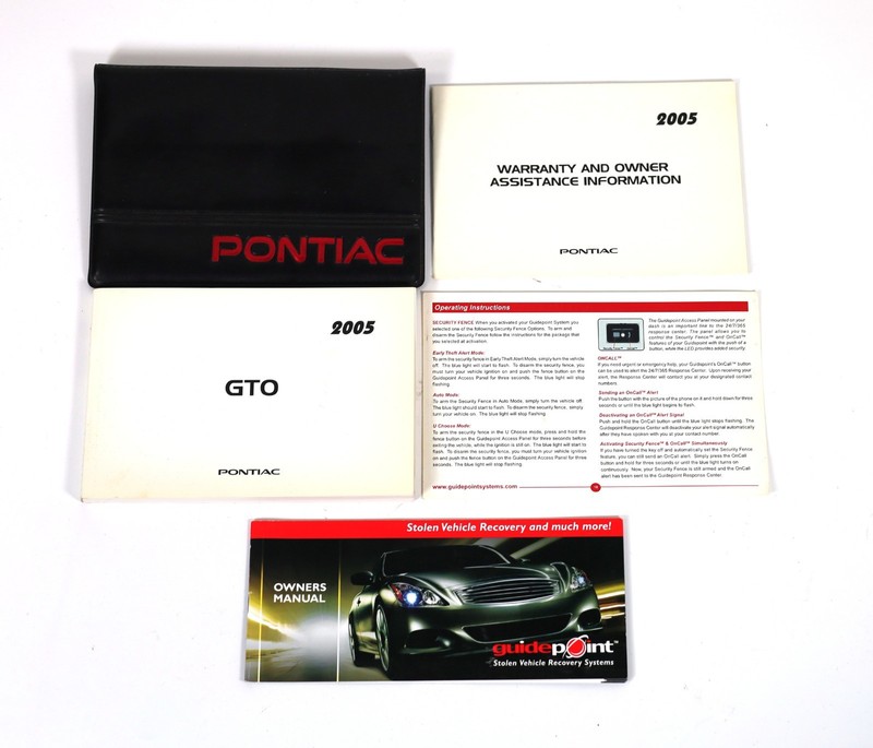 2005 Pontiac GTO Owners Manual Set – Manual, Warranty & Theft Recovery Guide