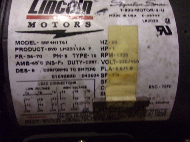 Lincoln Electric SRF4H1T61/LM25113A 3PH 1HP 1725 RPM Motor *FREE SHIPPING*