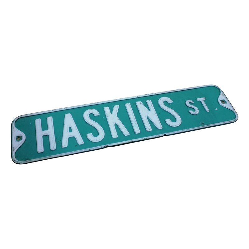 Road Sign HASKINS ST Authentic Real Street Vintage Retired Sign Antique