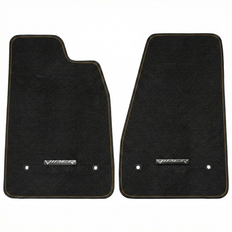 13-14 Dodge Viper Floor Mats 82213560 Tan Trim Black Carpet NOS OEM