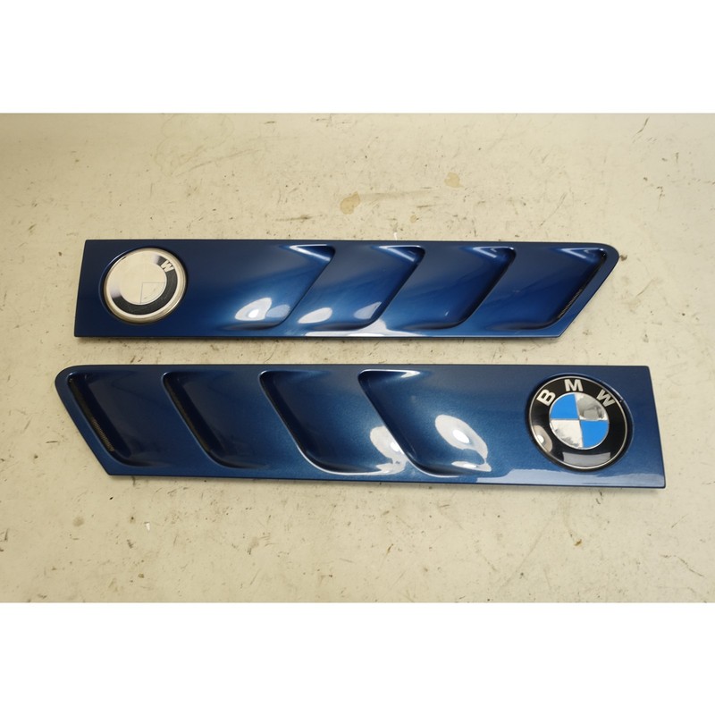 96-02 BMW Z3 Roadster Coupe Outside Cowl Hood Grille Trim Pair Topaz Blue OEM