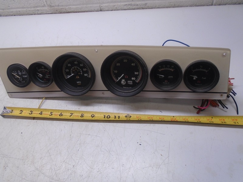 O1 Teleflex Dashboard Gauge Panel w Gauges boat MPH, RPM, Fuel, Oil, Volts, Temp