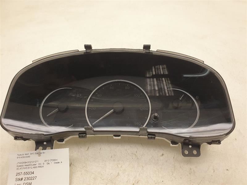 11-12 LEXUS CT200H PREMIUM 1.8L FWD AT SPEEDOMETER INSTRUMENT CLUSTER ASSEMBLY