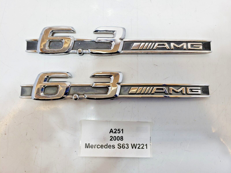 ✅07-12 OEM Mercedes W221 S63 E63 C63 Left Right Fender Logo Badge Emblem Chrome