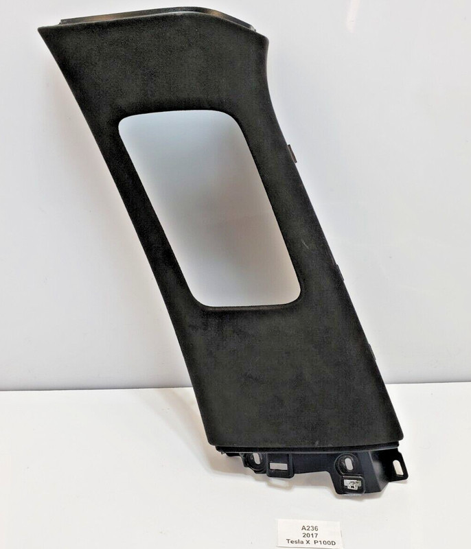 ✅ 16-20 OEM Tesla Model X Front Left Driver B Pillar Trim Cover Alcantara Black