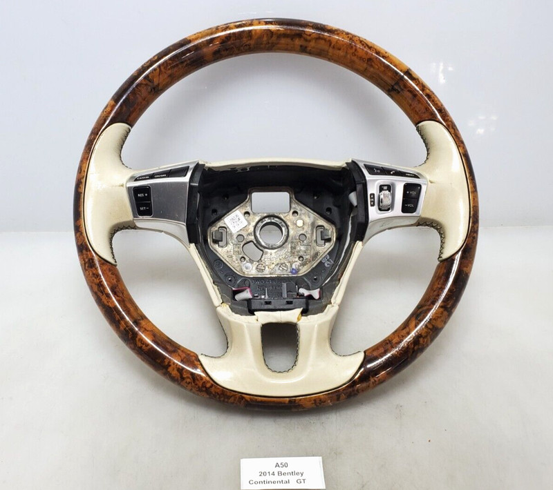 ✅ 12-15 OEM Bentley Continental GT Wood Leather Multifunction Steering Wheel *