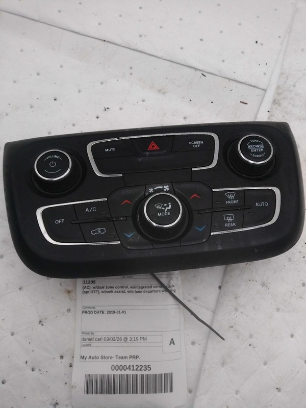 2019 Jeep Compass A/C Selector Switch OEM Black 85k Miles Warranty NJ25-25807