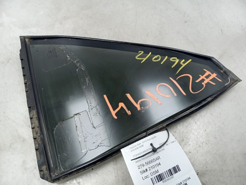 06-09 LEXUS RX400H PASSENGER SIDE REAR DOOR VENT GLASS