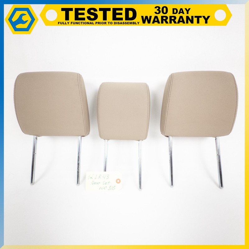 10-16 LAND ROVER L319 LR4 REAR SEAT HEADREST HEAD REST SET OF 3 BEIGE OEM